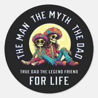 Pegatina Redonda Papá El Hombre El Mito La Leyenda