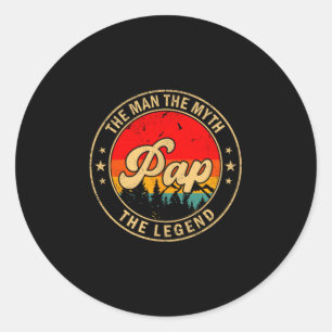 Pegatina Redonda Papá El Hombre El Mito La Leyenda Vintage Retro Pa