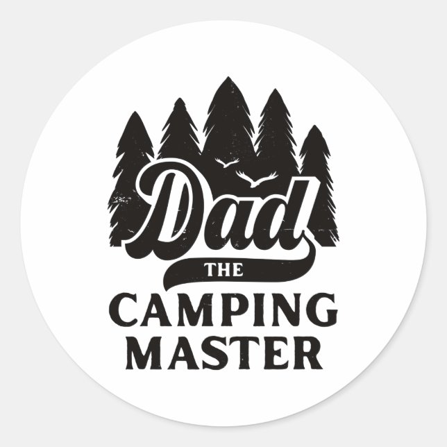 Pegatina Redonda Papá, el maestro de la aventura de camping padre (Anverso)