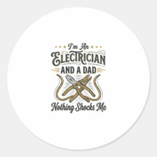 Pegatina Redonda Papá electricista nada me sorprende camiseta vinta