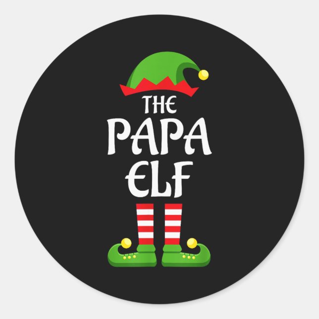 Pegatina Redonda Papa Elf Family Matching Group Christmas Dad  (Anverso)