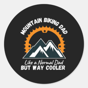 Pegatina Redonda Papá en bicicleta de montaña