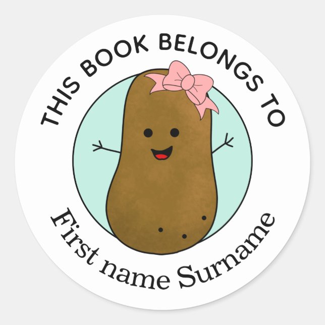 Pegatina Redonda Papa Este Libro Pertenece Al Clásico Personalizado (Anverso)