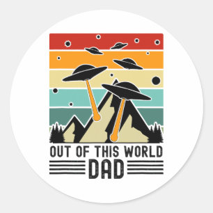 Pegatina Redonda Papá fuera de este mundo, Día del Padre Alien