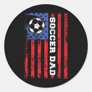 Pegatina Redonda Papá Fútbol EEUU Bandera Todos Los Padres American