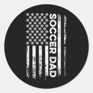 Pegatina Redonda Papá futbolista Bandera Americana Patriótico Día d