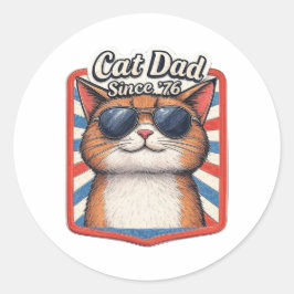Pegatina Redonda Papá gato desde el '76 - El amante del gato patrió