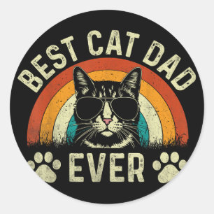 Pegatina Redonda Papá Gato Hombre Mejor Papá Gato Cada Vez Famoso P