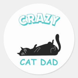 Pegatina Redonda Papá Gato Loco Divertido