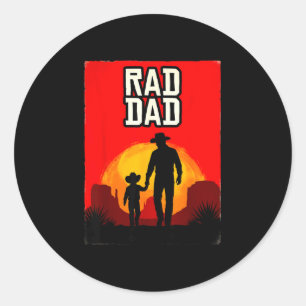 Pegatina Redonda Papá genial padre e hijo puesta de sol occidental