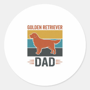 Pegatina Redonda Papá Golden Retriever Diseño Vintage Amante Perros