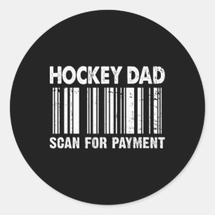 Pegatina Redonda Papá Hockey Escanea Para Pago Rcode Día del Padre