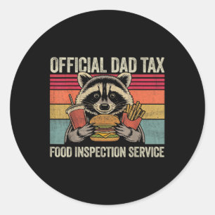 Pegatina Redonda Papá Impuesto Oficial Papá Divertido Raccoon Vinta