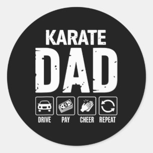 Pegatina Redonda Papá Karate Conduce Paga Aplaude Papá De Un Luchad
