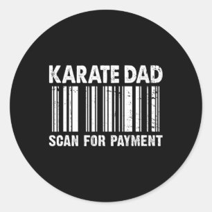 Pegatina Redonda Papá Karate Escanea Código R de Pago Día del Padre