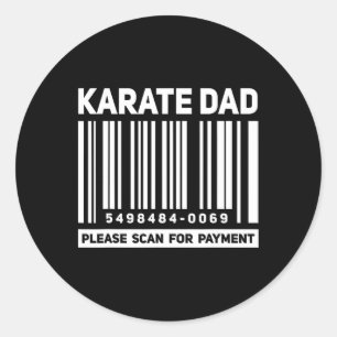 Pegatina Redonda Papá Karate Escanea Para Pago Código Divertido Pad