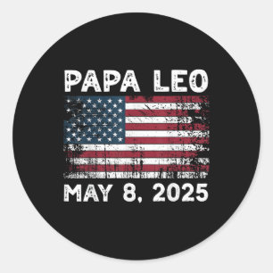 Pegatina Redonda Papa Leo Us Dios bendiga al Papa León Americano