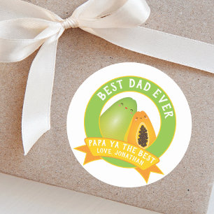 Pegatina Redonda Papá linda Ya el mejor retruécano divertido de l