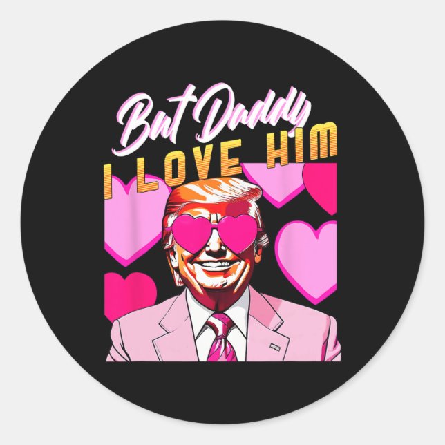 Pegatina Redonda Papá, lo amo, Trump, 2024 Rosa 2024, toma Estados  (Anverso)