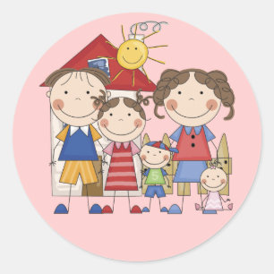 Pegatina Redonda Papá, Mamá, Hermana Mayor, Hermano Mediano, Bebé S