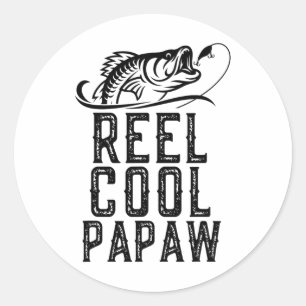 Pegatina Redonda Papá muy guay de pesca pescador divertido retro