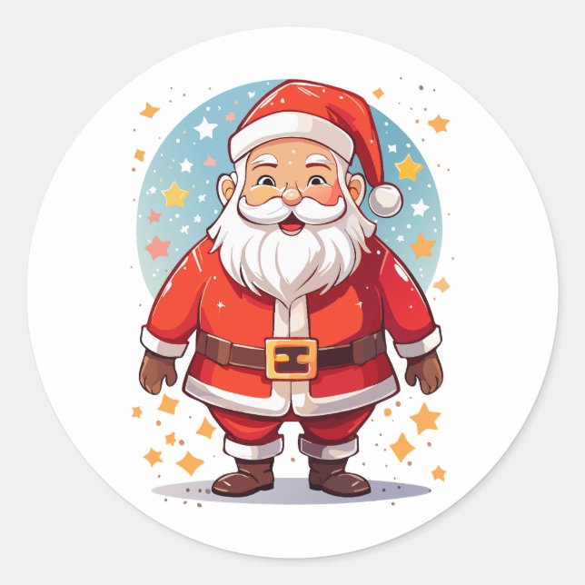 Pegatina Redonda Papá Noel (Anverso)