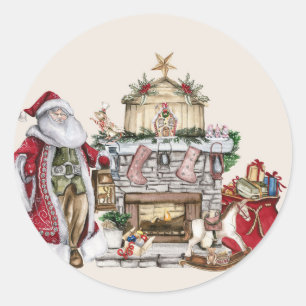 Pegatina Redonda papa noel