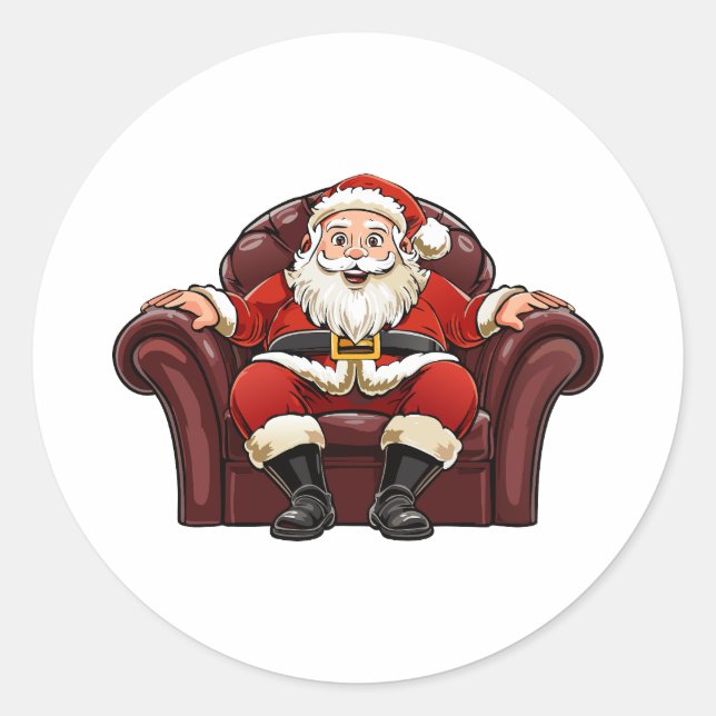 Pegatina Redonda Papá Noel (Anverso)