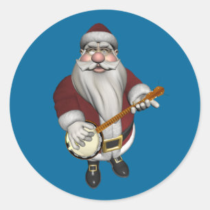 Pegatina Redonda Papá Noel Ama Su Banjo