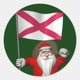 Pegatina Redonda Papá Noel con insignia de Irlanda del Norte