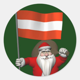 Pegatina Redonda Papá Noel con la insignia de Österreich