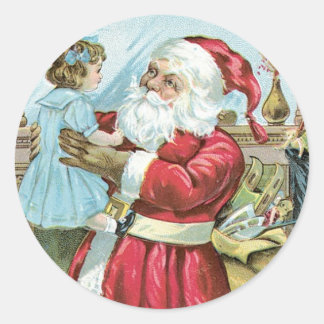 Pegatina Redonda Papá Noel con niño
