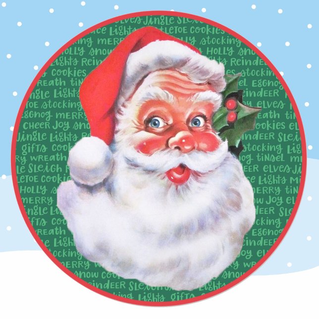 Pegatina Redonda Papá Noel con sobres de palabras de Navidades (Subido por el creador)