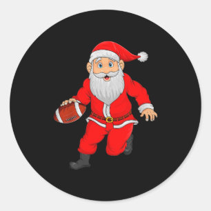 Pegatina Redonda Papá Noel de Navidad jugando fútbol Navidades dive