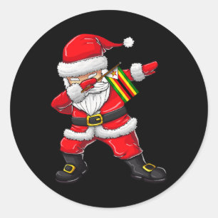 Pegatina Redonda Papá Noel de Zimbabue Niños Chicas Noches