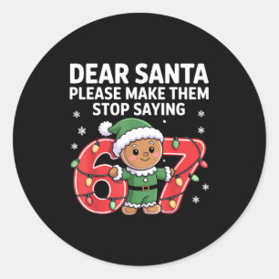 Pegatina Redonda Papá Noel Divertido Parada 67 Pan de Jengibre Seis