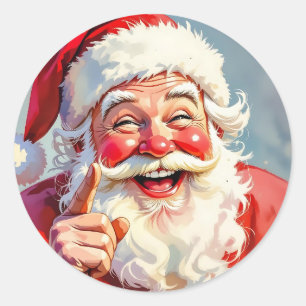 Pegatina Redonda Papá Noel divertido vintage Navidad
