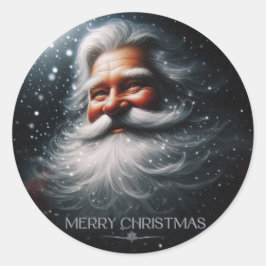 Pegatina Redonda Papá Noel Feliz Navidad