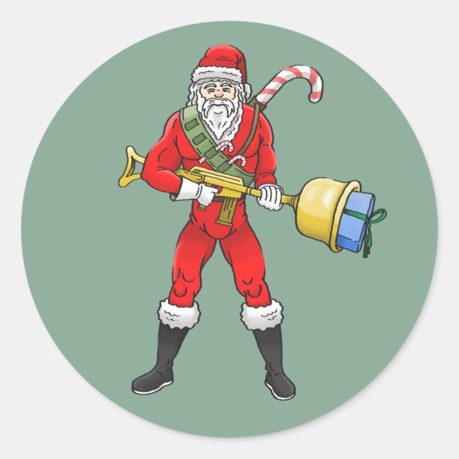 Pegatina Redonda Papá Noel Feliz Navidad Parte 2 (Anverso)