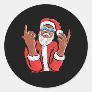 Pegatina Redonda Papá Noel Hombre Negro Navidades Familia Navidad P