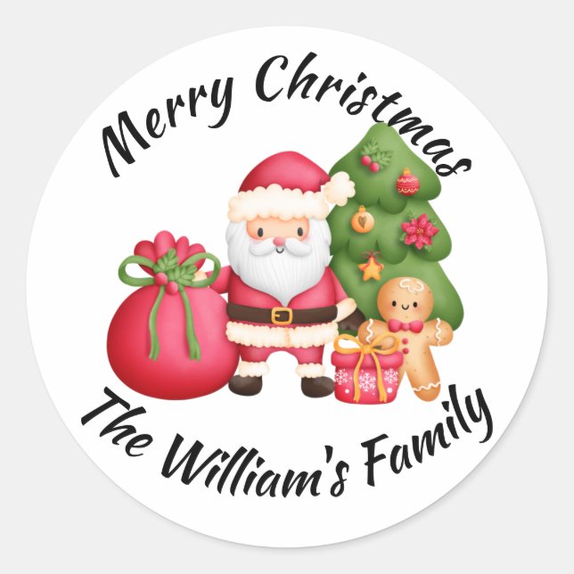 Pegatina Redonda Papá Noel impreso (Anverso)