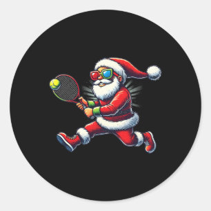 Pegatina Redonda Papá Noel jugando al tenis