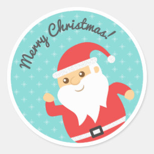 Pegatina Redonda Papá Noel lindo Alegre y Feliz Navidad