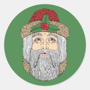Pegatina Redonda Papá Noel Navidad