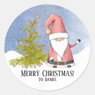 Pegatina Redonda Papá Noel Navidad Personalizada