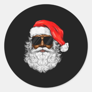 Pegatina Redonda Papá Noel Negro Navidad Papá Noel Afro Americano A