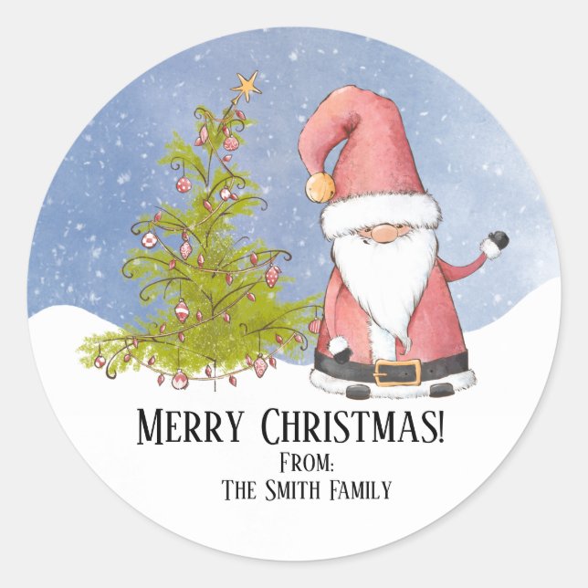 Pegatina Redonda Papá Noel personalizado Navidad (Anverso)