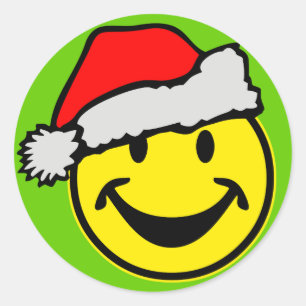 Pegatina Redonda Papá Noel su backgr. y ideas