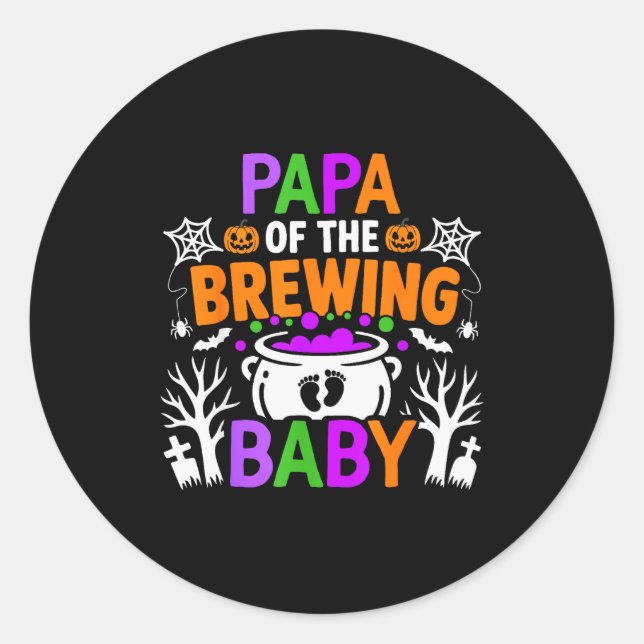 Pegatina Redonda Papa Of The Brewing Baby Halloween Costume  (Anverso)