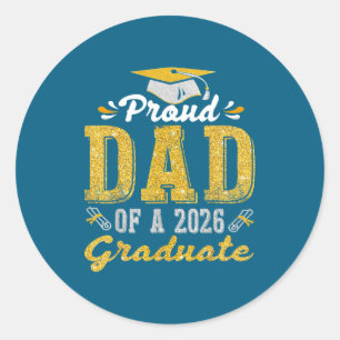 Pegatina Redonda Papa Orgulloso Clase Graduada 2026